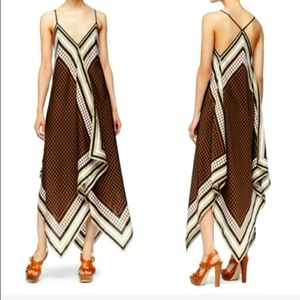 Michael Kors Brown Tan Polka dot Scarf Dress